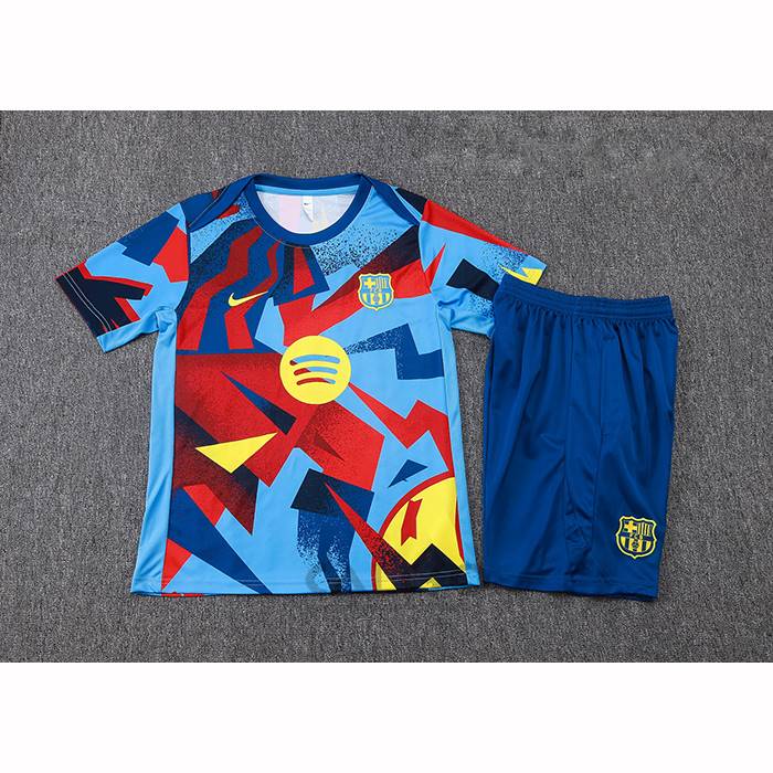 Tuta da Track FC Barcellona Manica Corta 2025-2026 Blu Rosso - Pantaloncini